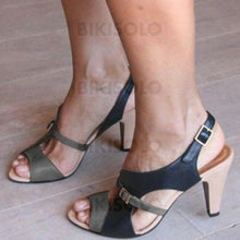 Charger l'image dans la galerie, Femmes Similicuir Talon Bottier Sandales Escarpins À Bout Ouvert Avec Boucle Chaussures
