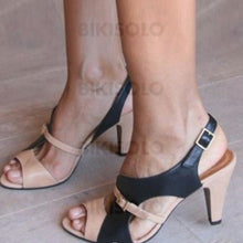 Charger l'image dans la galerie, Femmes Similicuir Talon Bottier Sandales Escarpins À Bout Ouvert Avec Boucle Chaussures