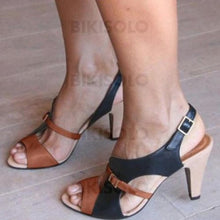 Charger l'image dans la galerie, Femmes Similicuir Talon Bottier Sandales Escarpins À Bout Ouvert Avec Boucle Chaussures