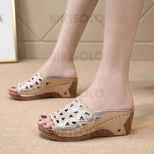 Charger l'image dans la galerie, Femmes Similicuir Talon Compensé Sandales Plateforme À Bout Ouvert Chaussons Avec Ouvertes