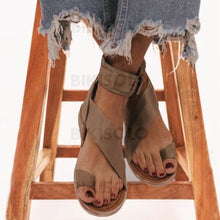 Charger l'image dans la galerie, Femmes Similicuir Talon Plat Sandales À Bout Ouvert Escarpins Avec Boucle Chaussures