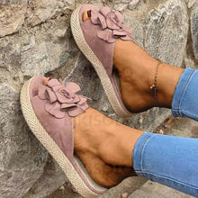 Charger l'image dans la galerie, Femmes Suède Talon Plat Sandales À Bout Ouvert Chaussons Avec Une Fleur Chaussures