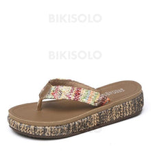 Charger l'image dans la galerie, Femmes Tissu Talon Plat Sandales À Bout Ouvert Tongs Chaussons Chaussures