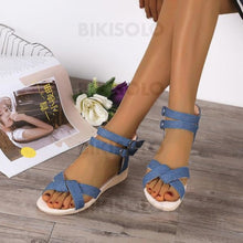 Charger l&#39;image dans la galerie, Femmes Treillis Talon Bas Sandales À Bout Ouvert Avec Boucle Zip Chaussures