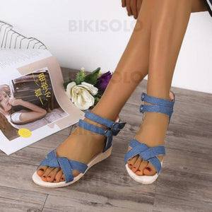 Femmes Treillis Talon Bas Sandales À Bout Ouvert Avec Boucle Zip Chaussures