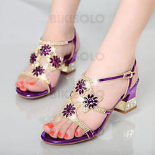 Charger l'image dans la galerie, Femmes Vrai Cuir Talon Stiletto Sandales Escarpins Avec Motif Appliqué Une Fleur Chaussures