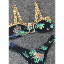 Charger l&#39;image dans la galerie, Feuilles Imprimé À Bretelles Sexy Élégante Bikinis Maillots De Bain