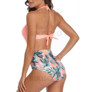 Feuilles Imprimé Monokini Dos Nu Col V Bohème Mignon Une Pièce Maillots De Bain