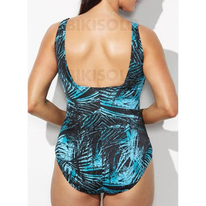 Feuilles Imprimé Tropical À Bretelles Élégante Grande Taille Une Pièce Maillots De Bain