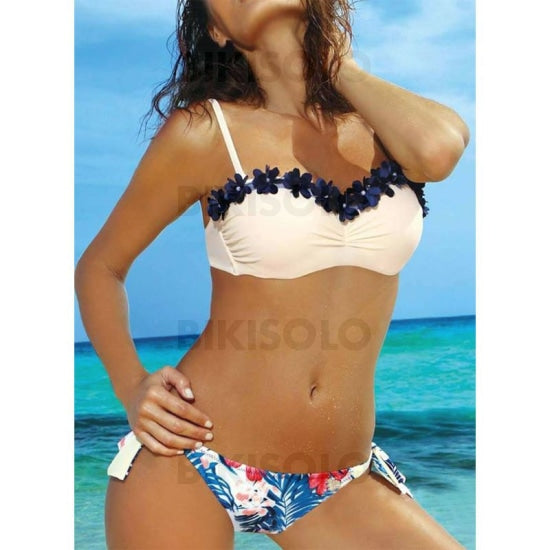 Fleuris À Bretelles Sexy Bikinis Maillots De Bain Blanc / S