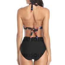 Charger l&#39;image dans la galerie, Fleuris À Pois Monokini Dos Nu Col V Attrayant Mignon Une Pièce Maillots De Bain