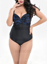 Charger l&#39;image dans la galerie, Fleuris Col V Élégante Grande Taille Une Pièce Maillots De Bain