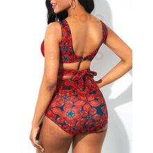 Charger l'image dans la galerie, Fleuris Col V Sans Bretelle Jolis Vintage Attrayant Bikinis Maillots De Bain