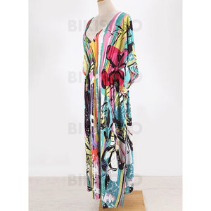 Fleuris Coloré Col V Bohème Tenues De Plage Maillots De Bain