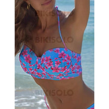 Charger l&#39;image dans la galerie, Fleuris Couleur Unie Sans Bretelle Épaule Dénudée Attrayant Accrocheur Bikinis Maillots De Bain