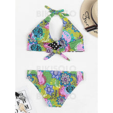 Charger l&#39;image dans la galerie, Fleuris Dos Nu Jolis Grande Taille Bikinis Maillots De Bain
