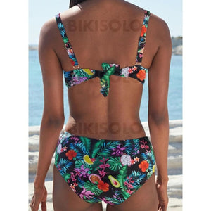 Fleuris Feuilles Imprimé À Bretelles Élégante Bohème Bikinis Maillots De Bain