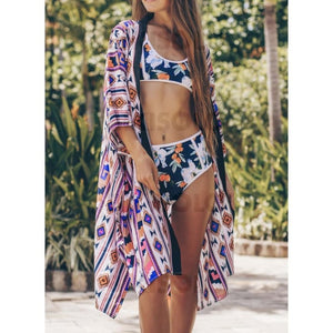 Fleuris Imprimé Col V Bohème Accrocheur Tenues De Plage Maillots De Bain