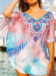 Fleuris Imprimé Col V Bohème Accrocheur Tenues De Plage Maillots De Bain