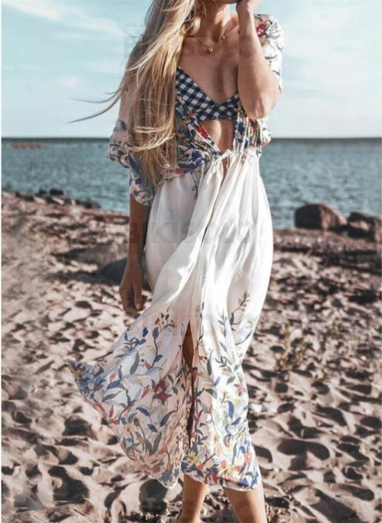 Fleuris Imprimé Cordon De Serrage Bohème Tenues Plage Maillots De Bain
