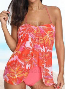 Fleuris Imprimé Dos Nu Vintage Une Pièce Maillots De Bain
