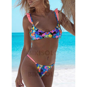 Fleuris Taille Basse À Bretelles Sexy Jolis Mignon Bikinis Maillots De Bain