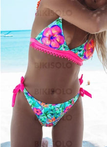 Fleuris Taille Basse À Bretelles Sexy Mignon Bikinis Maillots De Bain