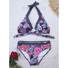Charger l'image dans la galerie, Fleuris Taille Basse Dos Nu Col Rond Sexy Décontractée Bikinis Maillots De Bain