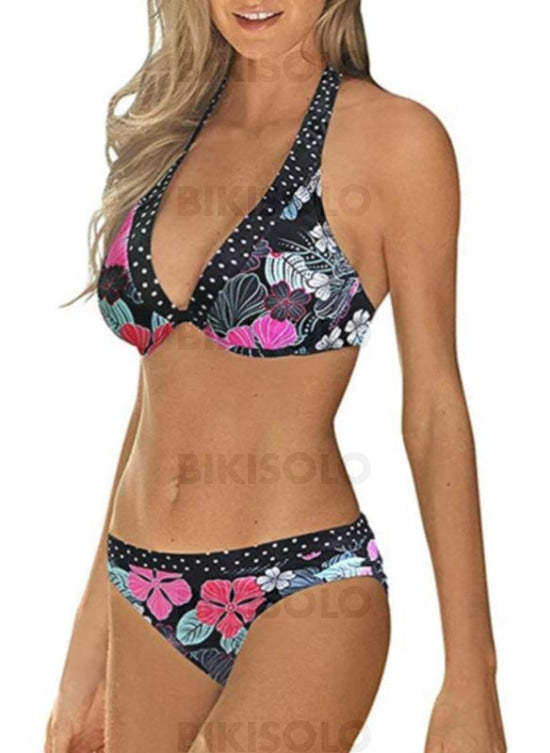 Fleuris Taille Basse Dos Nu Col Rond Sexy Décontractée Bikinis Maillots De Bain