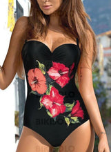 Charger l&#39;image dans la galerie, Floral Sangle Sexy Jolis Une Pièce Maillots De Bain Rouge / S Piece