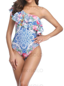 Floral Seule-Épaule Jolis Une Pièce Maillots De Bain Piece