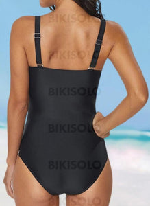 Imprimé À Bretelles Col U Grande Taille Décontractée Une Pièce Maillots De Bain
