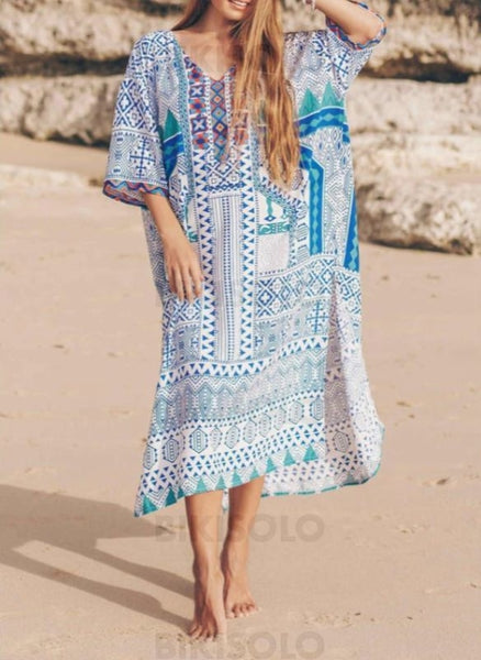 Imprimé Col V Bohème Tenues De Plage Maillots De Bain