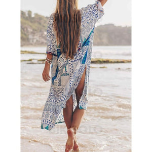 Imprimé Col V Bohème Tenues De Plage Maillots De Bain