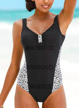 Charger l&#39;image dans la galerie, Imprimé Col V Vintage Boho Une Pièce Maillots De Bain
