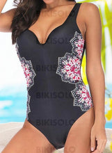 Charger l&#39;image dans la galerie, Imprimé Col V Vintage Boho Une Pièce Maillots De Bain