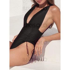 Imprimé Cordon De Serrage Lacer À Bretelles Sexy Élégante Une Pièce Maillots De Bain