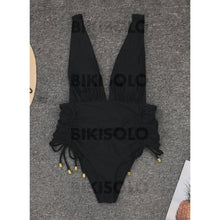 Charger l&#39;image dans la galerie, Imprimé Cordon De Serrage Lacer À Bretelles Sexy Élégante Une Pièce Maillots De Bain