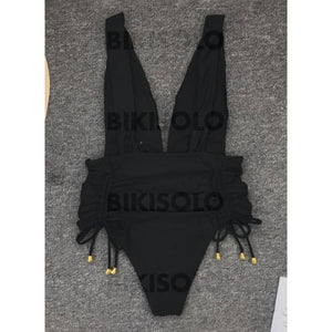 Imprimé Cordon De Serrage Lacer À Bretelles Sexy Élégante Une Pièce Maillots De Bain