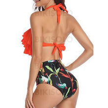 Charger l&#39;image dans la galerie, Imprimé Froufrous Dos Nu Sexy Élégante Bikinis Maillots De Bain