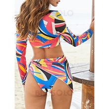 Charger l&#39;image dans la galerie, Imprimé Manches Longues Manche Longue Col V Sexy Attrayant Grande Taille Bikinis Maillots De Bain