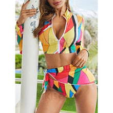 Charger l&#39;image dans la galerie, Imprimé Manches Longues Manche Longue Col V Sexy Attrayant Grande Taille Bikinis Maillots De Bain