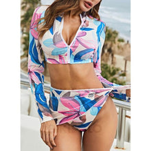 Charger l&#39;image dans la galerie, Imprimé Manches Longues Manche Longue Col V Sexy Attrayant Grande Taille Bikinis Maillots De Bain