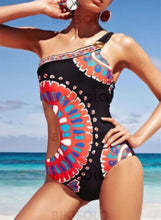 Charger l&#39;image dans la galerie, Imprimé Monokini Une Épaule Élégante Bohème Pièce Maillots De Bain