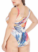 Charger l&#39;image dans la galerie, Imprimé Tropical À Bretelles Grande Taille Une Pièce Maillots De Bain Piece