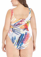 Charger l&#39;image dans la galerie, Imprimé Tropical À Bretelles Grande Taille Une Pièce Maillots De Bain Piece