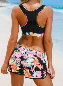 Imprimé Tropical À Bretelles Sexy Bikinis Maillots De Bain