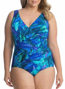 Imprimé Tropical À Bretelles Sexy Grande Taille Une Pièce Maillots De Bain Piece