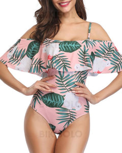 Imprimé Tropical Sangle Jolis Une Pièce Maillots De Bain Piece