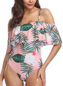 Imprimé Tropical Sangle Jolis Une Pièce Maillots De Bain Piece